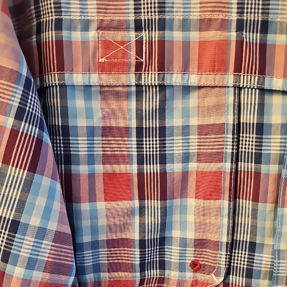 Izod Plaid Fishing Button Down Shirt. - Picture 3 of 7